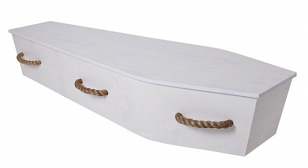 Ply White Wash Casket with Rope Handles